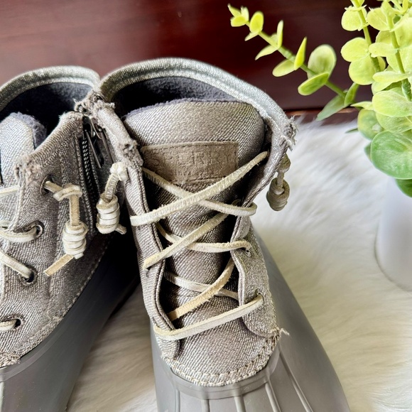 Sperry Top-Sider Saltwater Shimmer Duck Boots Gray Waterproof Size 7.5 - Picture 3 of 13